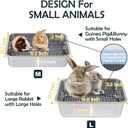 MEEXPAWS Rabbit Litter Box Stainless Steel, Large Bunny Litter Box with Raised Grid and Washable Pee Pad, Metal Litter Pan High Side for Rabbit,Small Animal Toilet Potty Tray Easy Cleaning,Less Stink