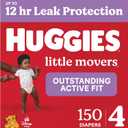 Huggies Little Movers Diapers Size 4, 150 Count (6 Packs of 25)