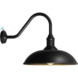 24 Inch Extra Large Outdoor Gooseneck Barn Light with Extended Gooseneck Arm - Automatic Dusk to Dawn Sensor, Weatherproof, Rustproof Wall Mounted Exterior Light Fixture for Farmhouse, Garage (24 Diameter-1 Pc)