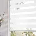 Persilux Zebra Roller Window Shades Dual Layer Roller Sheer Shades (55" W X 64" H, White) Light Filtering Privacy for Day and Night Window Blinds for Home and Office, Easy to Install