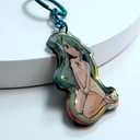 Anime Saya Inspired Fan-Made Artwork Acrylic Keychain Blue Chain & Ring
