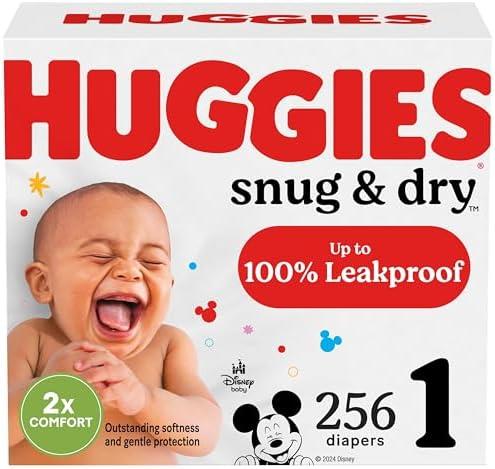 Huggies Size 1 Diapers, Snug & Dry Newborn Diapers, Size 1 (8-14 lbs), 256 Count