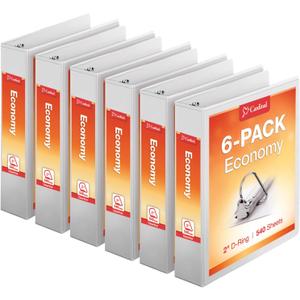 Cardinal 2 Inch Binders, 6 Pack, 3 Ring Binder, 2 inch 3 Ring Binder, D-Ring, Holds 540 Sheets, Non-Stick, PVC Free, Three Ring Binders for Organization and Presentations, White