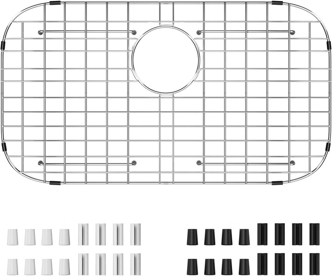 Sink Protector Grid 26-1/16" x 14-1/16", Rear Drain with Corner Radius 3-1/2", stainless steel sink grid for sink protectors