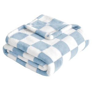Yurhap Checkered Baby Blanket Fleece Baby Blankets for Boys, Ultra Soft Cozy Fluffy Infant Toddler Newborn Receiving Blankets for Crib Stroller, 30''x40'', Blue