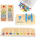 TOOKYLAND Peg Board Toddler Toys, Counting Wooden Toys with 55 Pegs, Wooden Math Manipulatives,Montessori Math and Numbers for Kids & Kindergarten Learning Activities