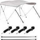 3 Bow Bimini Top Cover for Boat, 900D Canvas Boat Canopy - 6'L x 46" H x 67"-72" W, Includes 4 Adjustable Nylon Straps 2 Rear Support Bars Mounting Hardware Storage Cover 1" Aluminum Frame - Gray (Grey)