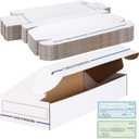 Ctosree 12 Pack File Check/deposit Slip Storage Box, Standard Setup, Attached Lid, 4 x 9 x 24 Inches, White/blue, Flip Top Closure, Lightweight, Stackable for File, Check, Deposit