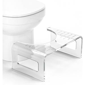 AmazerBath 7 Inches Acrylic Squat Potty, Clear Toilet Step Stool for Adults, Modern Design Non-Slip Pooping Stool, Strong Load-Bearing, Blends Seamlessly Into Any Bathroom