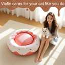 Cute Cat Beds Kitten Beds, Soft Small Dog Beds, Washable Pet Beds for Puppy and Kitty, Funny Donuts Shape, 24 Inch (Medium, Pink)