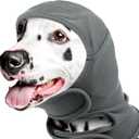 IDOMIK Dog Ear Cover for Anxiety Relief, Adjustable Dog Calming Hood for Grooming Bath Drying, No Shake Pet Head Ear Wrap for Hematomas Fireworks Thunderstorms, Doggy Ear Muffs Noise Protection,Grey,M