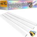 56.7in Cable Hider Cord Hider, Wire Covers for 3-4 Cords on Wall, Premium Cord Covers for Wires on Wall, Easy Set-up Wire Hider to Hide Tv Wires, Lamp, Speaker Cords, W1.18 H0.6in, White