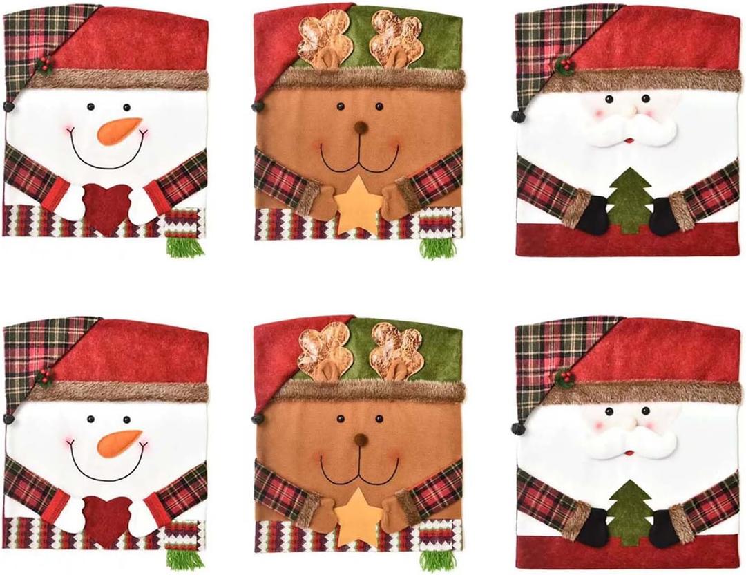Christmas Themed Chair Covers, Animal Print, Anti-Wrinkle, 6 Pcs, Dining-Chair-Slipcovers, Chair Covers, Chair Cover