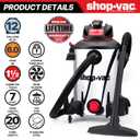 Shop-Vac 5761311 12-Gallon Wet/Dry Shop Vacuum, 6 Peak HP, 1.5 Inch Diameter x 7 Foot Hose, 20 Foot Cord, Ideal for Home, Garage, and Workshop Cleaning