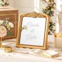 Bucherry Elegant Wedding Cards & Gifts Sign Rustic Resin Photo Frame Mirror with Stand Vintage Reception Decoration for Wedding Bridal Shower Engagement 7.3" x 7.5"
