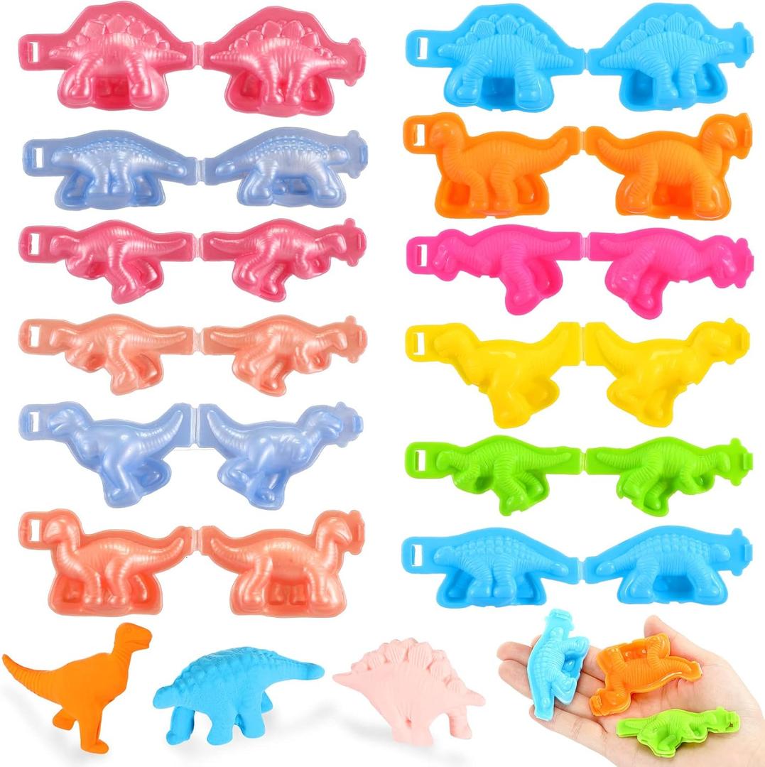 HyDren12 Pieces Play Dough Tools for Kids Toy Dough Accessories Dinosaur Plastic Molds Kits Colorful Dinosaur World Toys Set Play with Animals for Gifts Presents Party Favors