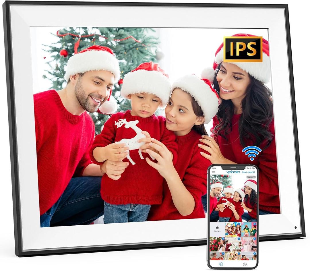 Large Digital Picture Frame 17 inch WiFi-Photo-Frame - 1280 * 960 FHD Touchscreen Display, 32GB Electronic Frame, Wall Mounted, Load Photos and Videos from Phone via App Email, for Mom