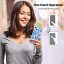 Fiyart Designed for iPhone 15 Case Cute Flowers with Strap Soft TPU Phone Cover Protective Camera Lens Protection for Women Men Floral Bumper with Stand 6.1"-Blue