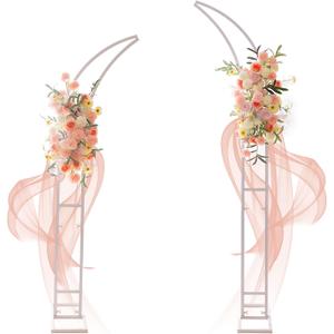 2pcs Large Wedding Arch with Base Flower Stand Arch Bracket Stand Backdrop Stand for Wedding Party Elegant Decorations & Garden Climbing Plants Vines, 8.2&6.9 FT-White