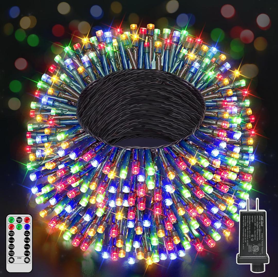 197FT 600 LED Christmas Lights Outdoor, Multicolored Christmas Tree Lights Plug in, 8 Modes Twinkle String Light for Bedroom Wedding Party Ceiling Xmas Home Decorations