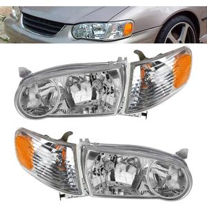 GXYWADY Headlights Assembly Replacement for 2001 2002 Corolla w/Corner Signal Lamp Headlamp Left and Right Side