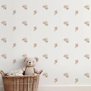 QUCHENG Boho Watercolor Nursery Wall Stickers Kid Room Wall Decals Removable DIY Decor PVC 4 Sheets (8.27*11.02inch, F)