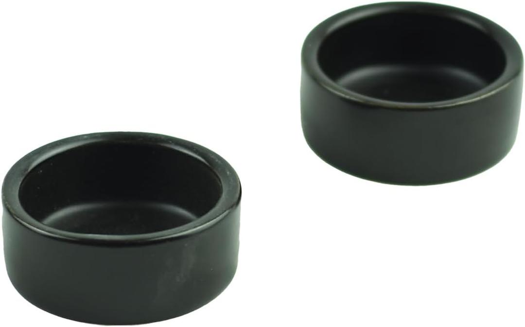 2 Pack Black Ceramic Reptile Food and Water Dish Anti Escape Bowl for Bearded Dragons Lizards Geckos and Leopards (Small)