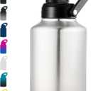 Fijinhom Insulated Gallon Jug, Large 128oz Stainless Steel Insulated Water Bottles with Handle, Leak proof, Double-Wall Vacuum Insulation for Construction Sites, Camping and Hiking, Stainless steel