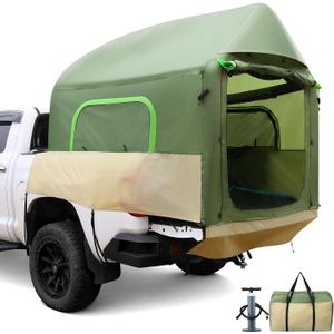 Truck Bed Tent for Camping Inflatable Pickup Truck Tent with Pump 5.5ft8ft | 2 Mins Setup PU3000mm Waterproof Windproof, Double Layer Mesh Window & Door 4-Season Design