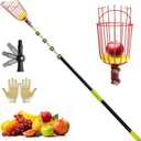 5-20FT Fruit Picker Pole Tool, with Basket Long Handle Adjustable Telescoping Pole, for Mango, Apple, Lemon, Orange, Avocado Fruit Tree Picking