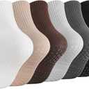 3 x Pilates Grip Socks for Women Non Slip Crew Socks, Elderly