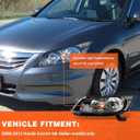 Headlights Assembly for 2008-2012 Honda Accord 4dr Black Housing Clear Reflector Clear Lens Headlamp Replacement Left and Right Pair NOT fit coupe models or Crosstour models(Bulbs not included