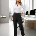 COPYLEAF Ankle Dress Pants Women High Waisted Work Travel Pants with Pockets Stretchy Business Casual Slacks (Black, M)