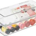 mDesign Long Plastic Kitchen Pantry/Fridge Storage Organizer Box Containers with Hinge Lid for Shelves or Cabinets, Holds Food, Snacks, Seasoning, Condiments, Flatware, Utensils, 2 Pack - Clear