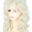 LeMarnia Women's Wigs 70s 80s Fashion Singer Wigs Platinum Blonde Long Curly Beehive Wigs for Halloween Costume Party Wig