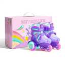 METROLLER Adjustable Boys Balance Roller Skates for Toddler Ages 3-6 Rainbow Unicorn Dinosaurs Illuminating Rollerskates for Girls Kids Three Line Wheels Suitable for Beginners