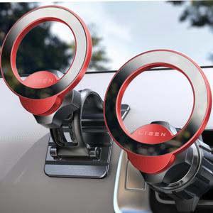 LISEN for MagSafe Car Mount,360 Degree Rotation Dashboard Magnetic Phone Holder, Hands Free Vent iPhone Magnetic Car Mount,Magnet Phone M Ount for iPhone 16 15 14 13 12 Pro Max Plus Mini, Red