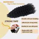 Tape in Water Wave Hair Extensions Human Hair #1B Natural Black Remy Hair Tape ins Double Sided Skin Weft 20Inch Extensions Loose Curly Remy Human Hair Tape in Extensions for Black Women 20PCS 50G