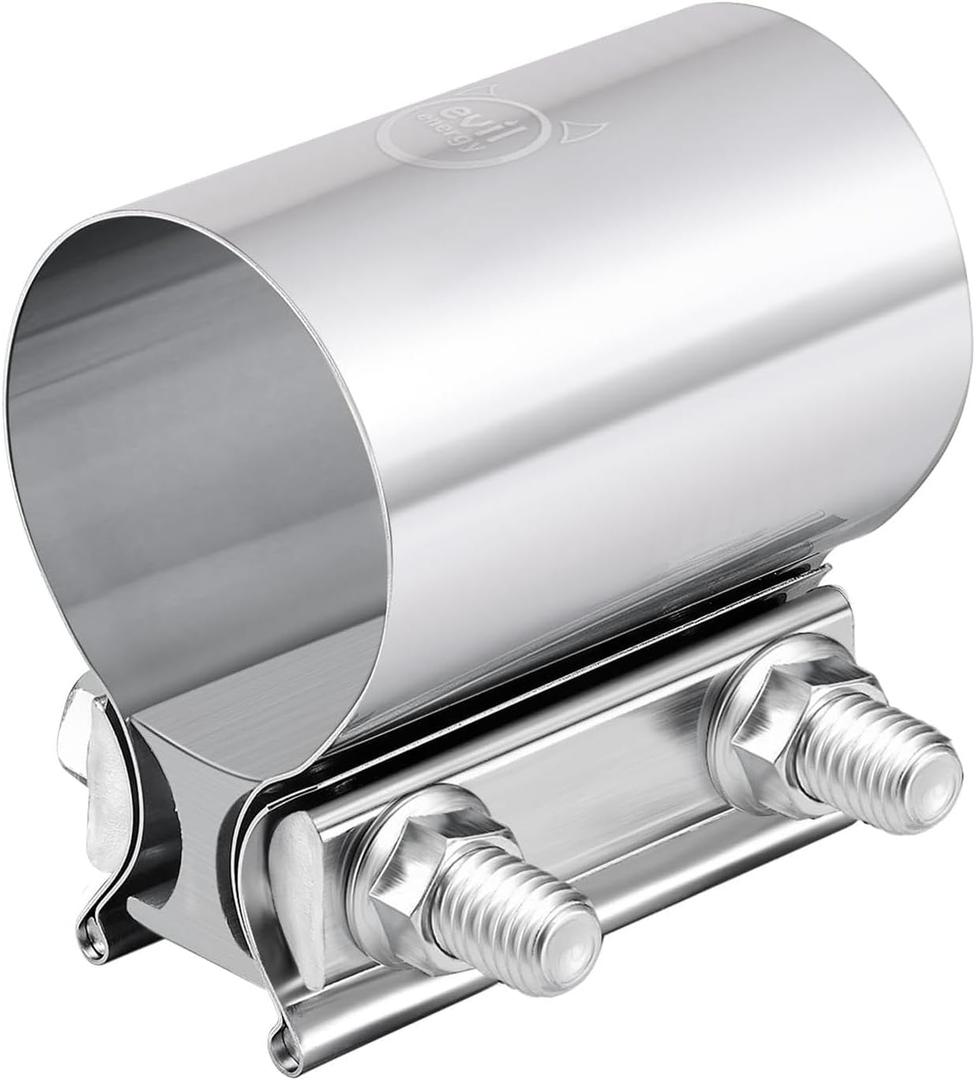 EVIL ENERGY 2.0 Inch Exhaust Clamp, Butt Joint Band Clamp Sleeve Coupler Stainless Steel for Pipes,Mufflers,Catalytic Converters 2PCs