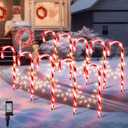 10 in 1 Christmas Candy Cane Lights with Stakes, Outdoor Christmas Decorations, 22 Inch 8 Modes Candy Cane Pathway Lights with Timer for Xmas Walkway Yard Lawn Decor(Red, White)