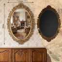 Vercraft 24" x 36" Vintage Gold Mirror for Wall, Antique Gold Oval Baroque Mirror with Imitation Metal Frame, Ornate Wall Decor for Entryway, Fireplace, Living Room, Hallway