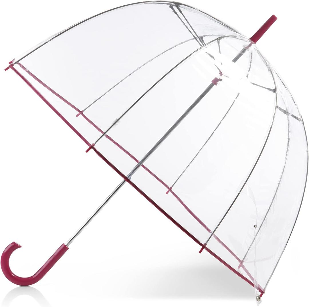 Totes Adult Bubble Umbrella with Dome Canopy and Lightweight Wind and Rain Protection (51 inches, Very Berry - 1pk)