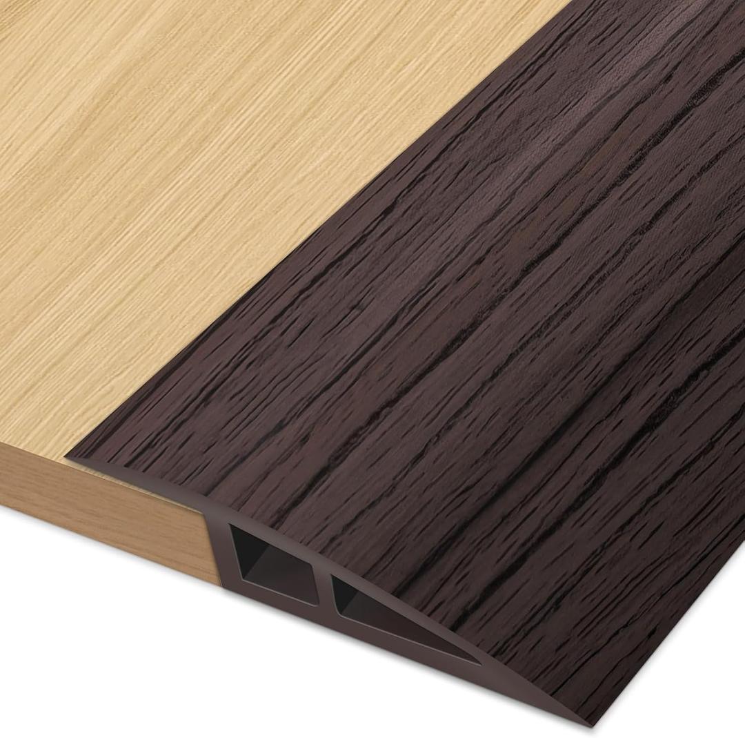 Floor Transition Strip Door Threshold 36 inch, 1/2''  3/5'' Threshold Ramps for Doorways, Vinyl-Transition Strip for Door Floor (Wood Grain Gray)