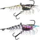 EJDHA Fishing Bait, Soft Bait, Shrimp Fishing Artifact, Home Fishing Bait, Suitable for Saltwater Lakes, Sea bass, Trout, 2 Pieces