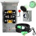 Kanayu 50 Amp Generator Transfer Switch Kit, Includes 100 Amp Manual Transfer Switch, Ss2-50r Inlet Box, 15 ft 14-50p to Ss2-50r Power Cord for Generator Winter Backup Indoor Outdoor Use, Etl Listed