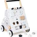 Wooden Baby Walker, Baby Push Walker with Wheel, Push and Pull Toys Learning to Walk, Montessori Walker Toy for Kids Development, Adjustable Speed and Height (Gray)