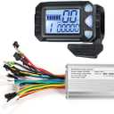 24V 36V 48V Electric Bike Controller Kit 17A 350W Brushless Motor Controller and Ebike LCD Display Electric Scooter Controller Electric Bicycle Speed Controller with Ebike Screen BLDC Controller