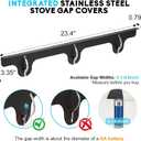 Stove Gap Covers - 2 Pack Stainless Steel Stove Gap Filler, Heat Resistant Oven Gap Filler - Length 23.4" Width 0.79", Spring Clip Design Non-Slip Stove Guard Between Stove Top & Counter - Black, Fixed 23.4"