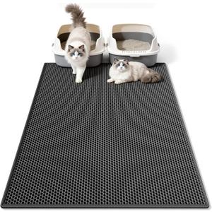 Pieviev Cat Litter Mat Double Layer Waterproof Urine Proof Trapping Mat 1 Pack (Black, 36x30 Inch (Pack of 1))