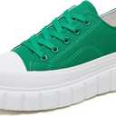 yageyan Women's Platform Sneakers Canvas Shoes for Women White Low Top Classic Casual Tennis Shoes(Green, 10)
